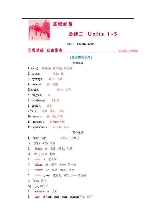 2020届高考艺考生英语复习教师用书：必修二Unit 1 Cultural relics 