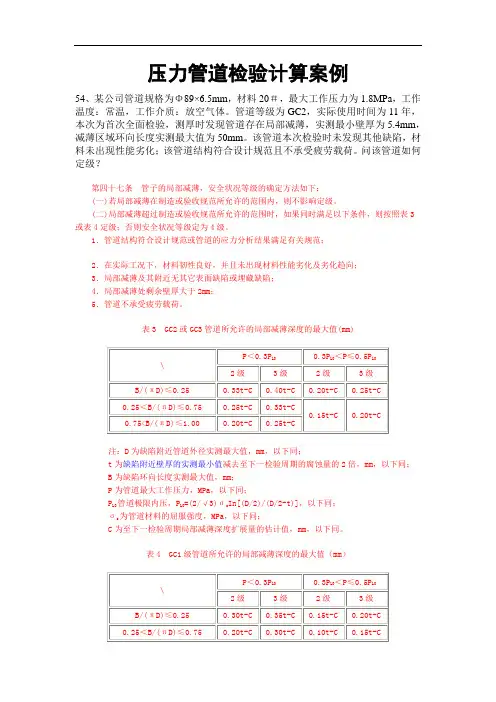 压力管道检验计案例
