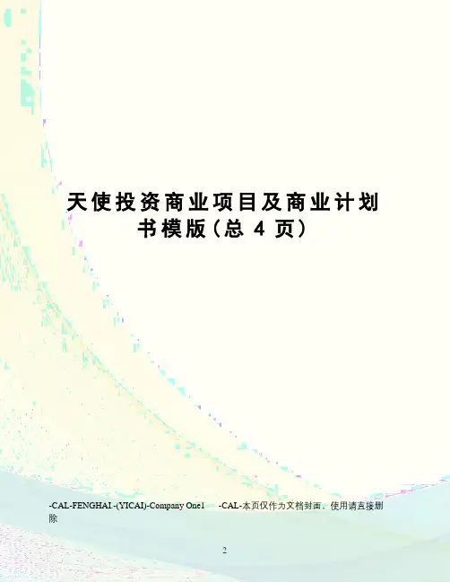 天使投资商业项目及商业计划书模版