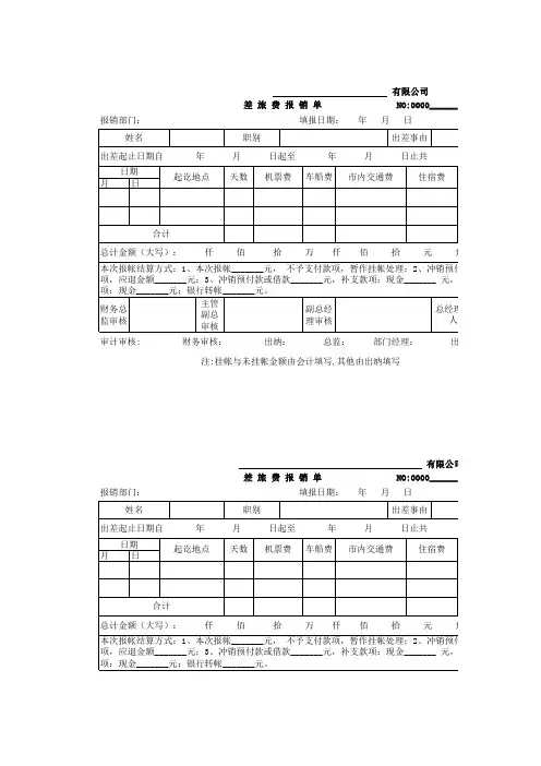 费用报销单模板