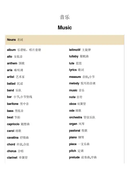 英语词汇-音乐