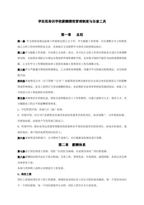 学而思薪酬绩效管理规章制度与全套工具