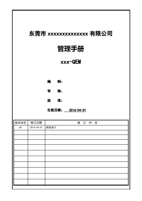 2015版ISO9001与ISO14001管理手册