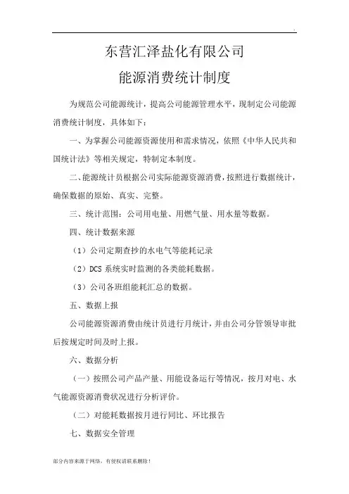最新版能源消费统计制度