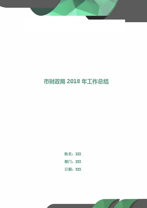 市财政局2018年工作总结