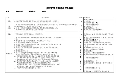 压疮护理质量评价标准【范本模板】