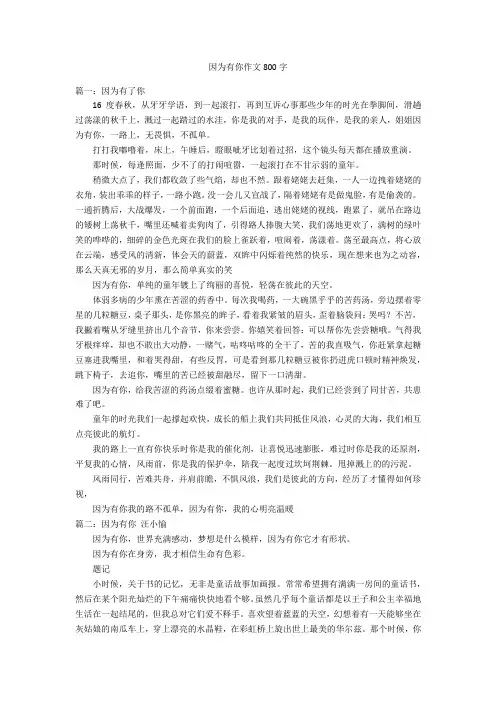 因为有你作文800字优秀作文