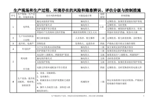 生产现场和生产过程、环境存在的风险和隐患辨识、评估分级与控制措施4