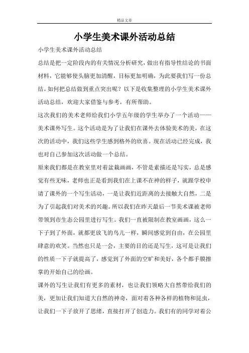 小学生美术课外活动总结