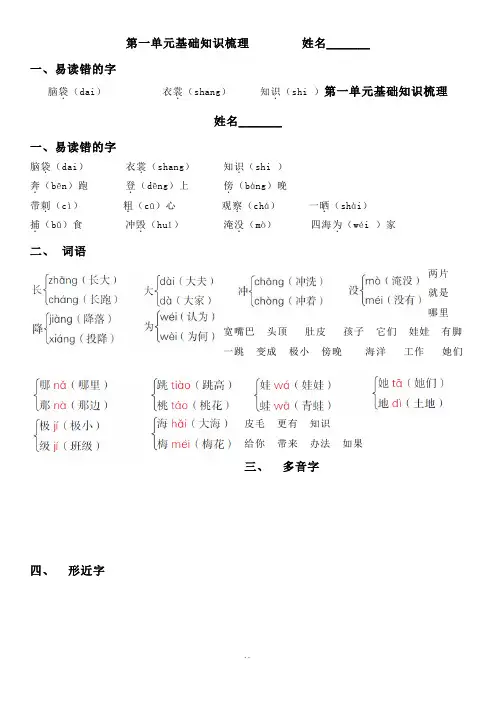 二年级语文上册重点知识整理汇总.doc