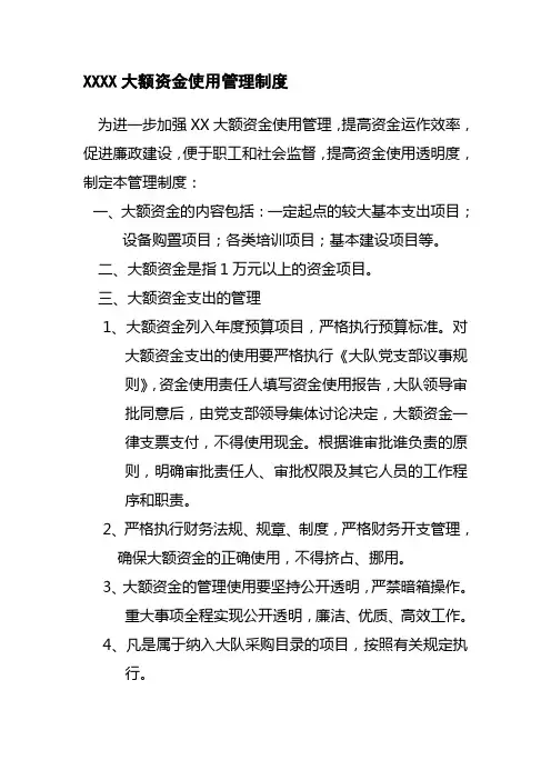大额资金使用管理制度
