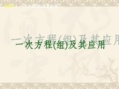 中考复习之 一次方程(组)及其应用