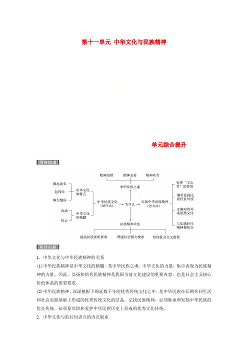 2019届高考政治一轮复习第十一单元中华文化与民族精神单元综合提升讲义新人教版必修3