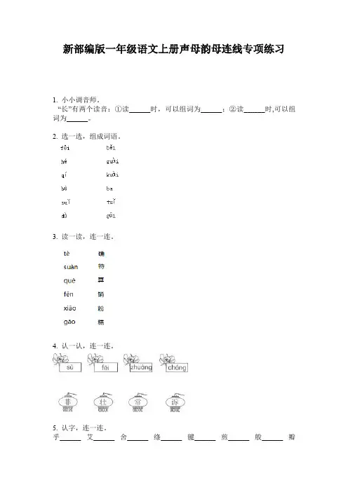 新部编版一年级语文上册声母韵母连线专项练习