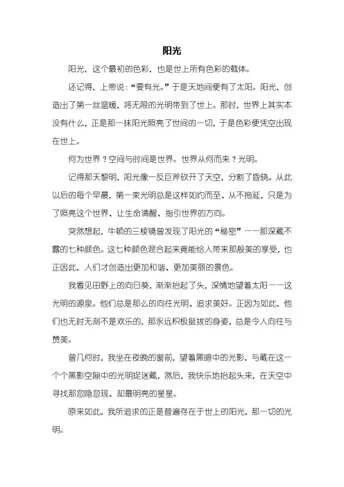 初一作文：阳光作文500字