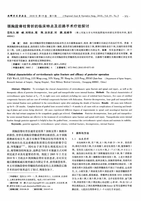 颈胸段脊柱骨折的临床特点及后路手术疗效探讨