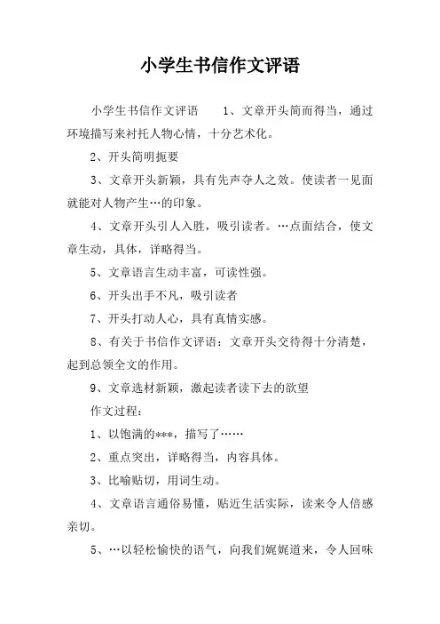 小学生书信作文评语