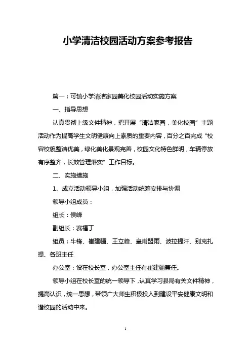 小学清洁校园活动方案参考报告