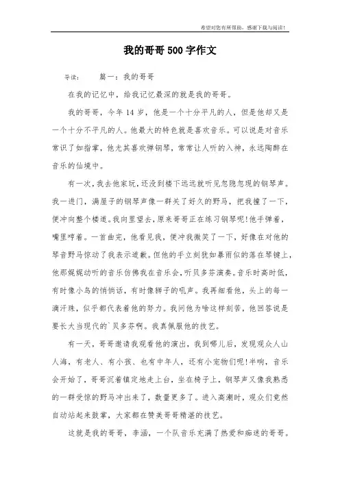 我的哥哥500字作文