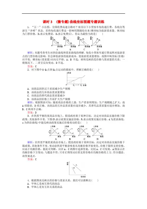 高考政治一轮复习 1.1.3(微专题)曲线坐标图题专题训练 新人教版必修1