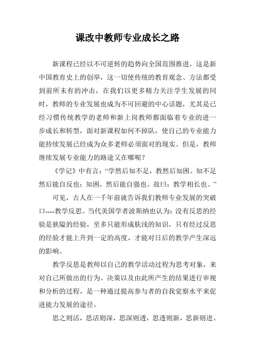 课改中教师专业成长之路