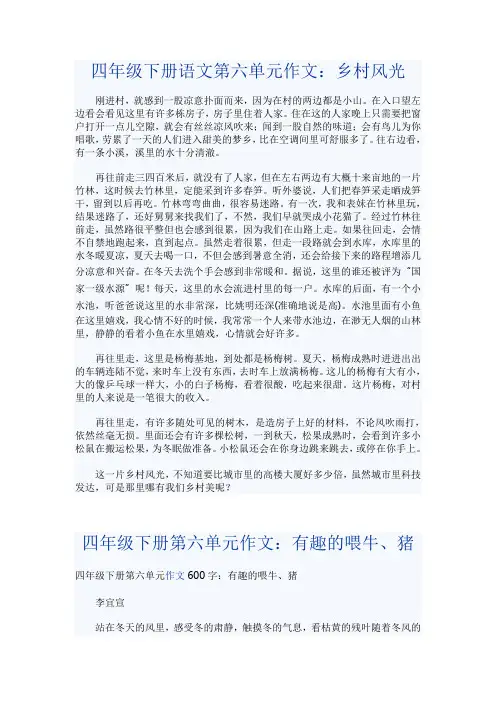 四年级下册语文第六单元作文