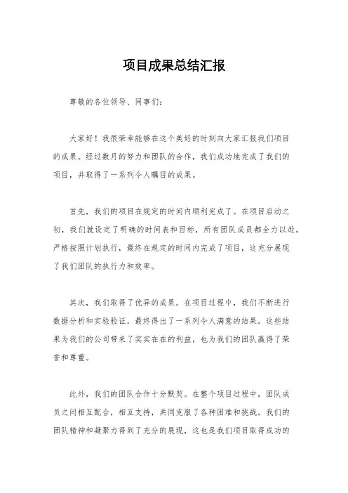 项目成果总结汇报