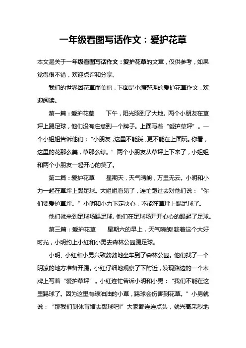 一年级看图写话作文：爱护花草 2