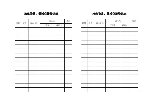抢救物品、器械交接登记表