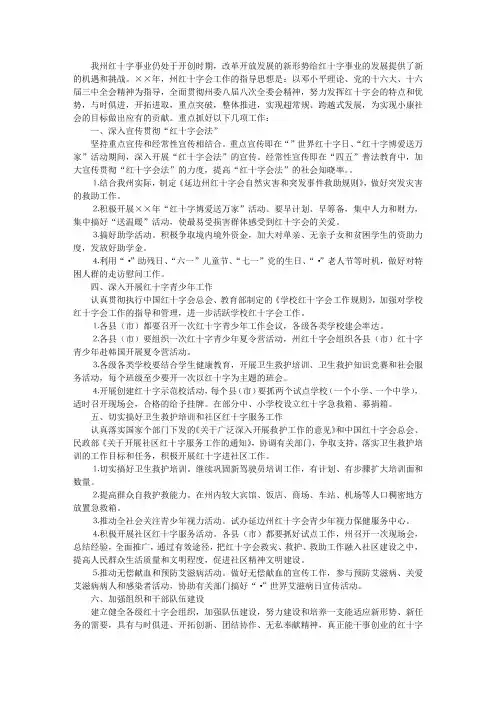 年红十字会工作计划