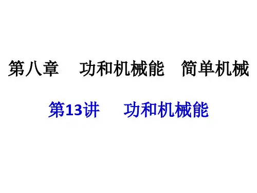 【中考备战】2014届中考物理(全国通用)总复习精讲：第13讲 功和机械能