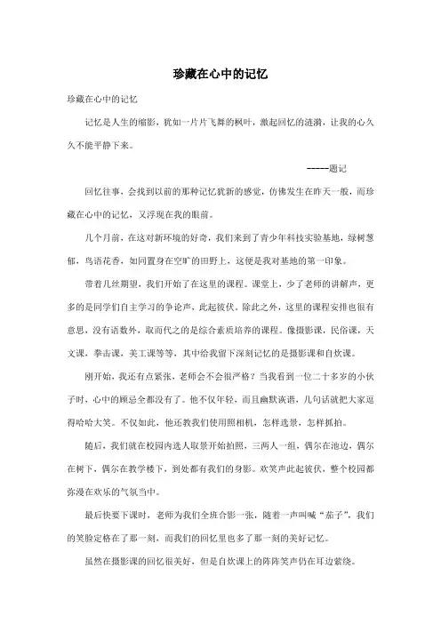 珍藏在心中的记忆_初中初二作文800字