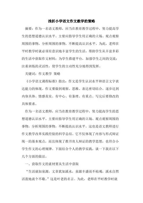 小学语文作文教学策略(1)论文