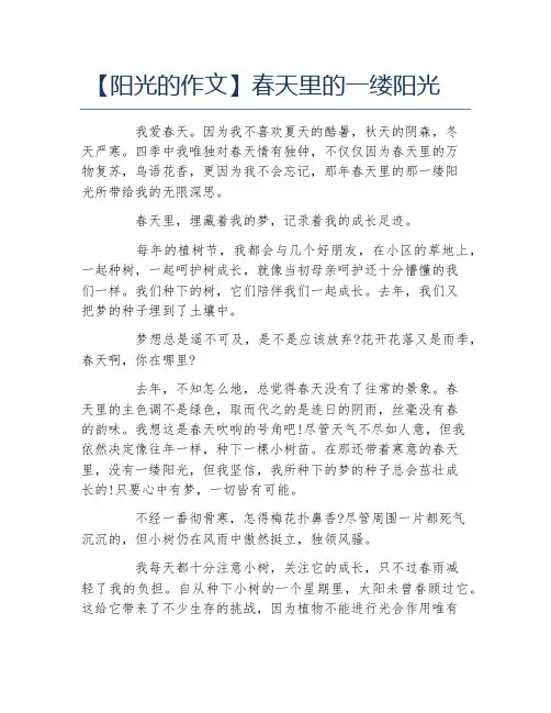 阳光的作文春天里的一缕阳光