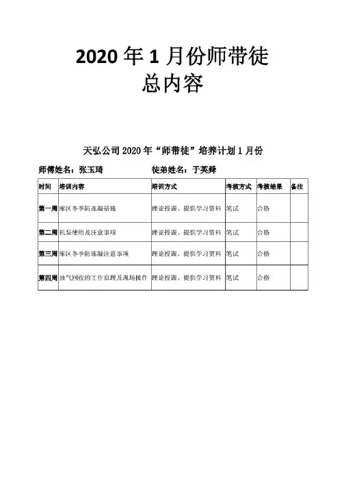 2020年1月份师带徒培训总内容