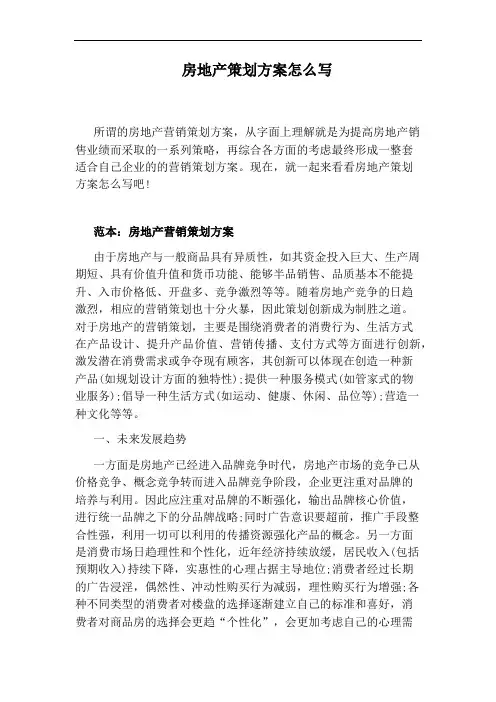 房地产策划方案怎么写