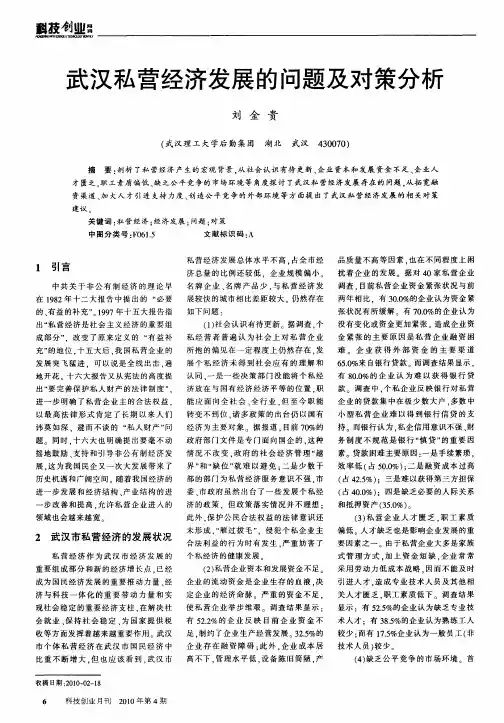 武汉私营经济发展的问题及对策分析