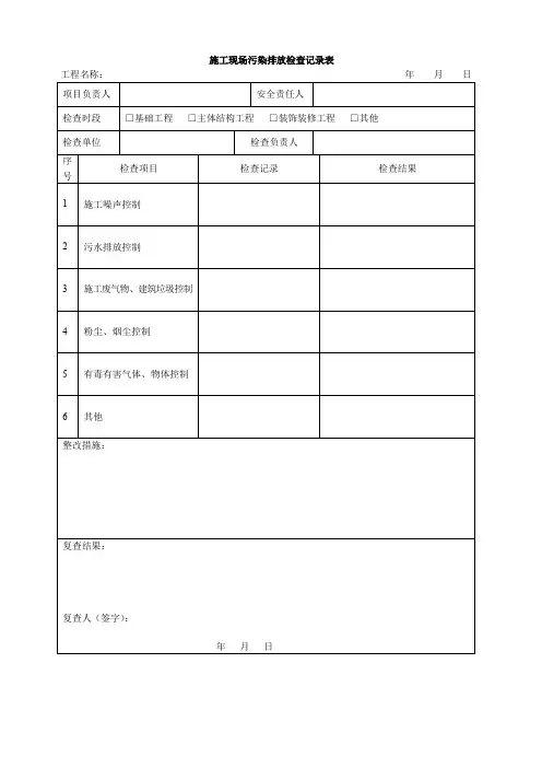 施工现场污染排放检查记录表