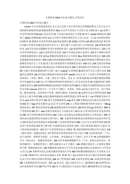 计算机系2004毕业设计题目_毕业设计