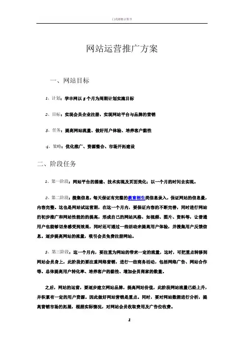 网站运营推广方案模板