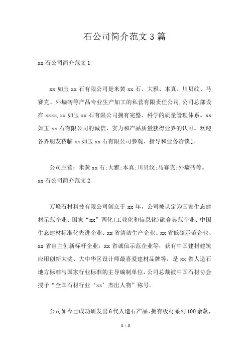 石公司简介范文3篇