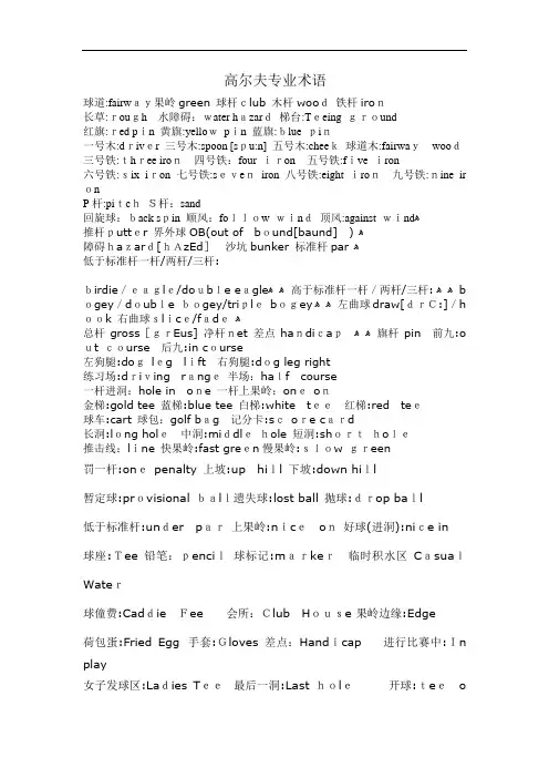 高尔夫专业术语