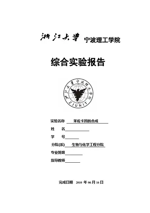 综合实验论文--苯佐卡因