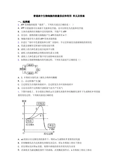 普通高中生物细胞的能量供应和利用 单元及答案