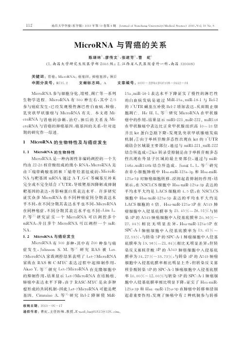 MicroRNA与胃癌的关系
