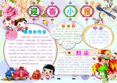 迎春小报新年春节电子小报成品欢度春节手抄报模板新年快乐电子简报传统节日板报中国传统节日画报A3