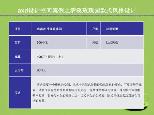 axd设计空间案例之 清溪玫瑰园欧式 风格 设计