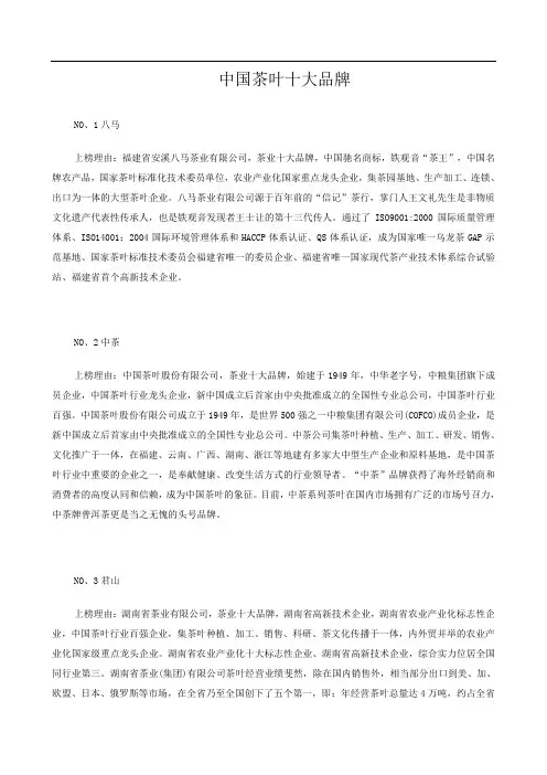 中国茶叶十大品牌 2