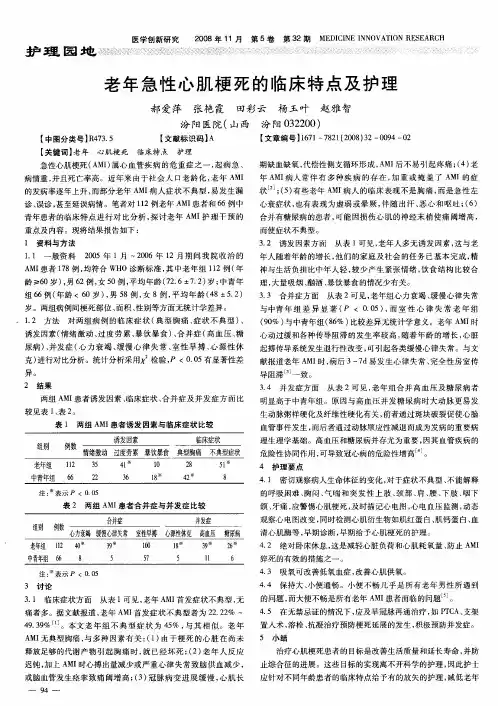 老年急性心肌梗死的临床特点及护理