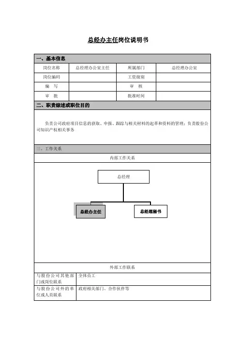总经办工作职责